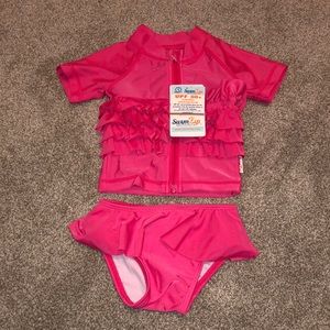 SwimZip two piece bathing suit pink Sz 0-3 NWT